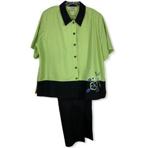 Allison Daley Vintage green black pantsuit…